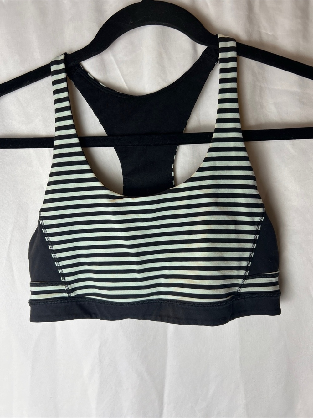 Lululemon Black & White Striped Racerback Sports Bra - Women